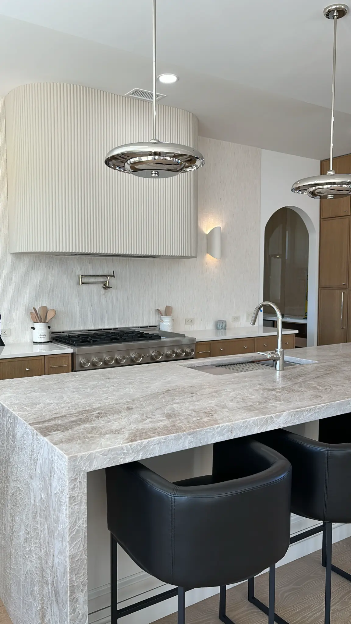 Gourmet kitchen with marble island