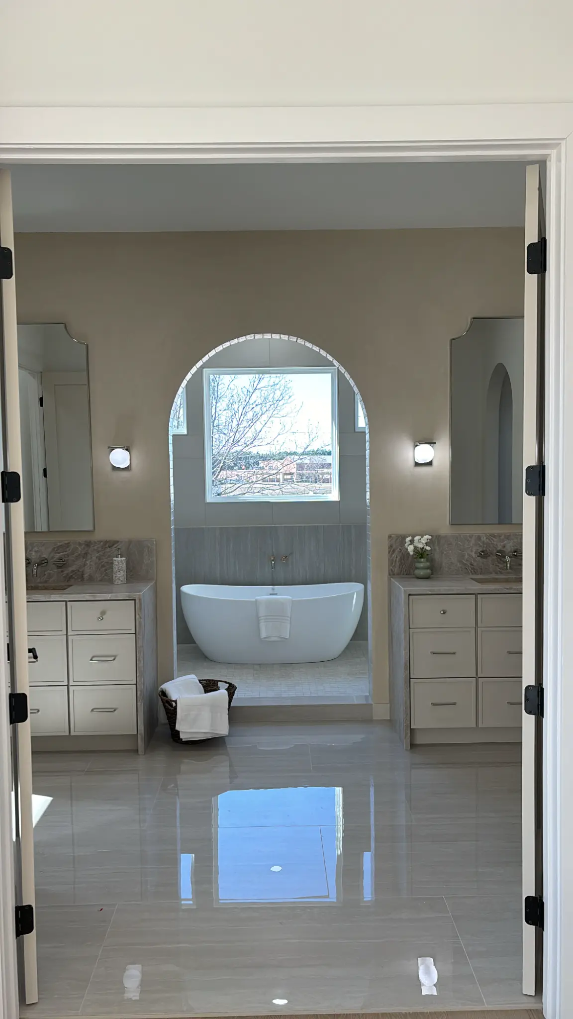 Luxury spa bathroom with freestanding tub
